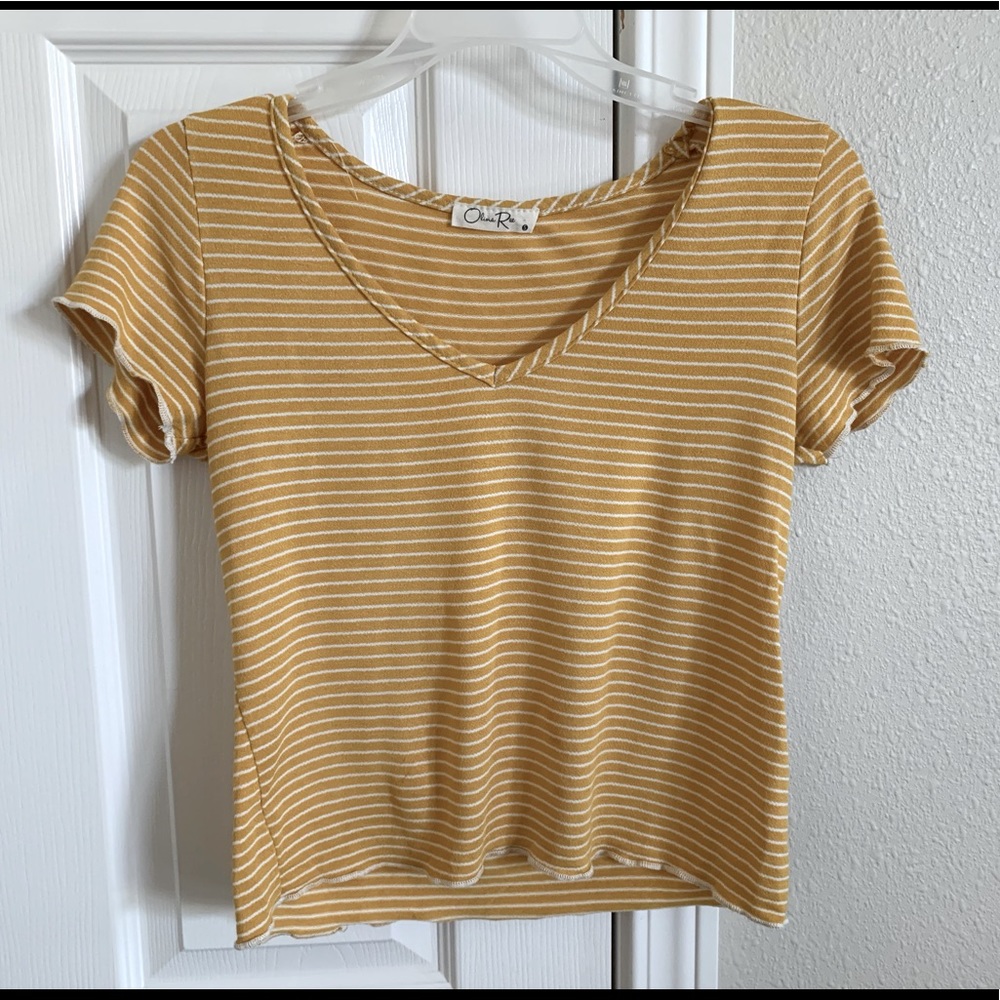 Yellow striped crop top